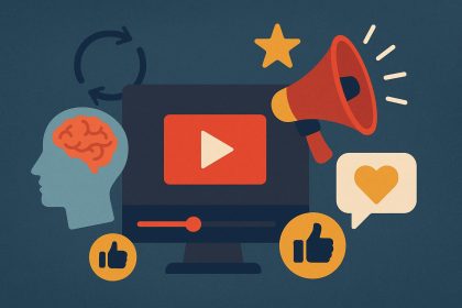 Colorful social media icons and play buttons illustrating viral video popularity and engagement