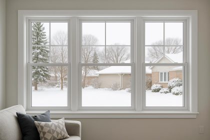 Modern Canadian home with energy-efficient windows, double glazing, and stylish window treatments