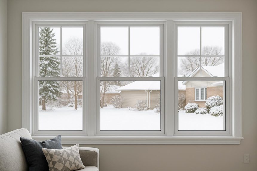 Modern Canadian home with energy-efficient windows, double glazing, and stylish window treatments