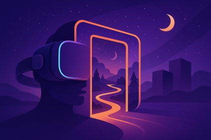 Immersive virtual reality scene illustrating innovative storytelling experience design