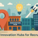 Modern innovation hub workspace with technology, fostering talent recruitment and collaboration