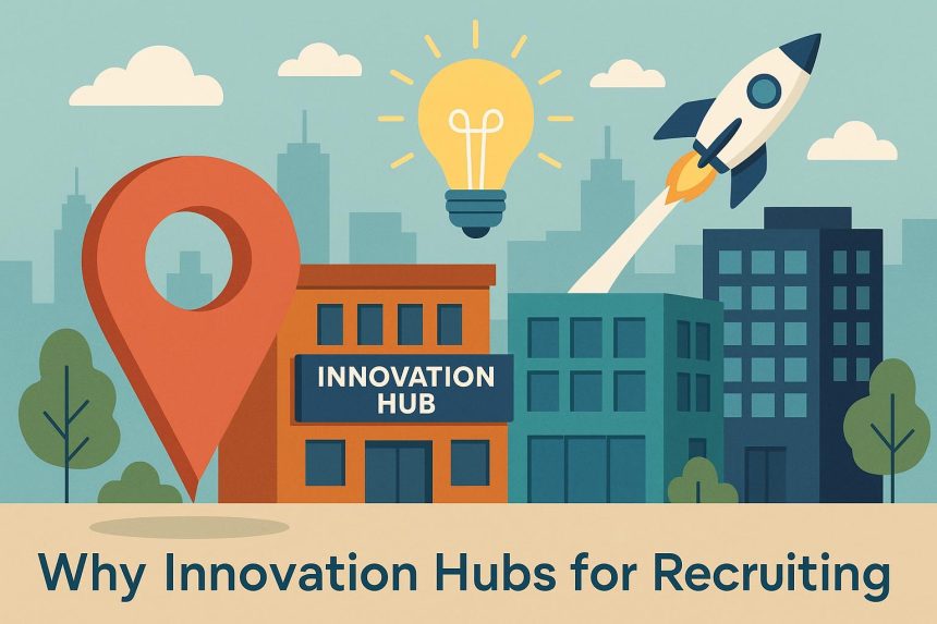 Modern innovation hub workspace with technology, fostering talent recruitment and collaboration