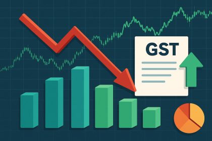 Stock market charts reflecting fluctuations due to recent GST revisions and financial policy changes