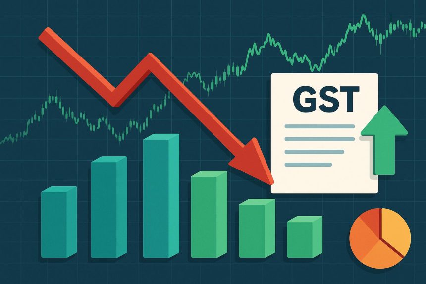 Stock market charts reflecting fluctuations due to recent GST revisions and financial policy changes