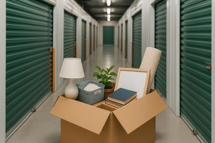 Rows of self storage units with secure doors, illustrating efficient space solutions for homeowners