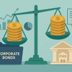 Corporate bonds and fixed deposit icons side by side, comparing long-term investment options