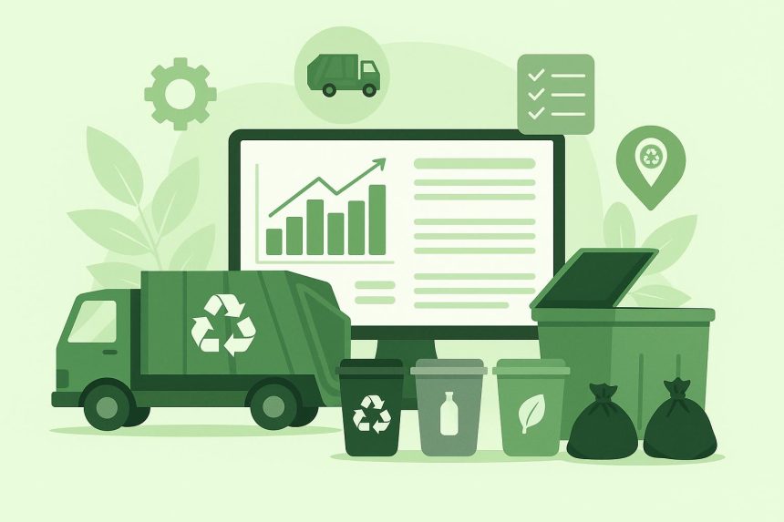 Dashboard screens showcasing top waste management software platforms comparison chart