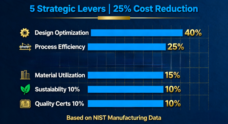 Five strategic levers work together to achieve 25% cost savings in precision manufacturing