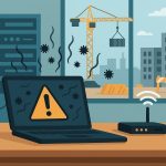 IT support managing subcontractors’ personal devices on construction site for data security