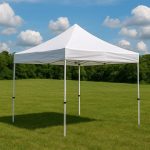 Durable 10x10 canopy set up outdoors, showcasing sturdy frame and weather-resistant fabric