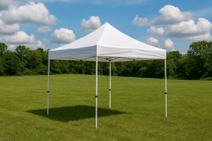 Durable 10x10 canopy set up outdoors, showcasing sturdy frame and weather-resistant fabric
