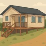 Modern granny flat design on a sloping block with landscaped garden and elevated foundation