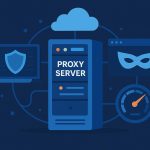 Abstract network graphic illustrating proxy server connections for enhanced anonymity and speed