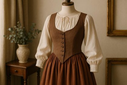 Elegant, period-inspired fashion garments highlighting thoughtful craftsmanship and vintage style