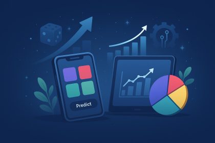 Colorful digital interface with vibrant color wheels representing future of online prediction games