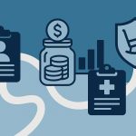 Financial planner analyzing retirement options and health insurance documents on a desk