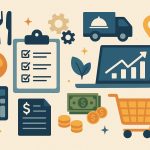 Digital dashboard showing restaurant supply chain analytics and procurement trends for restaurants