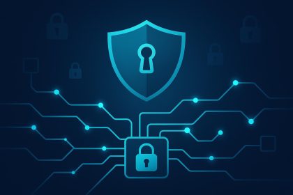 Abstract network with digital locks representing cybersecurity and data breach prevention strategies