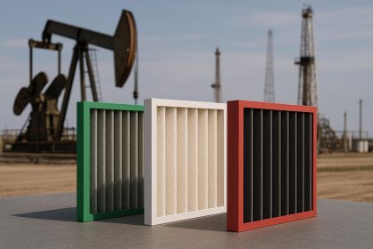Industrial air filters and oilfield equipment illustrating selection for oilfield applications