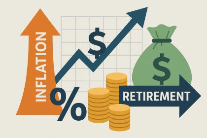 Financial charts illustrating inflation and interest rate trends affecting retirement planning