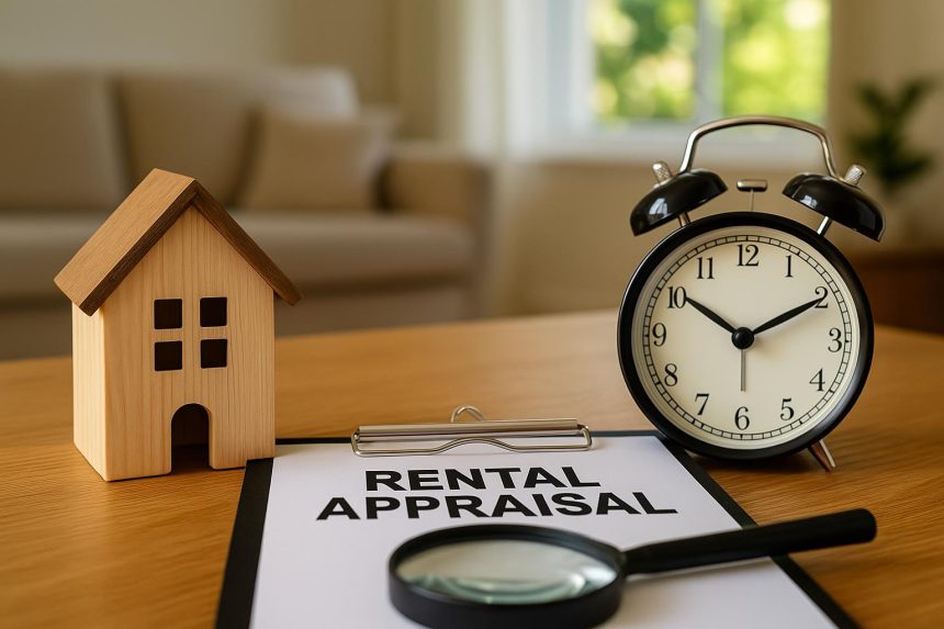 Property manager evaluating rental home for appraisal and investment value assessment