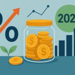 Stack of coins and financial chart illustrating impact of interest rates on savings strategies