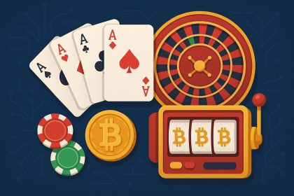Cryptocurrency casino interface featuring provably fair gaming options and digital coins