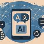 AI translator interface connecting multiple languages for seamless global communication technology