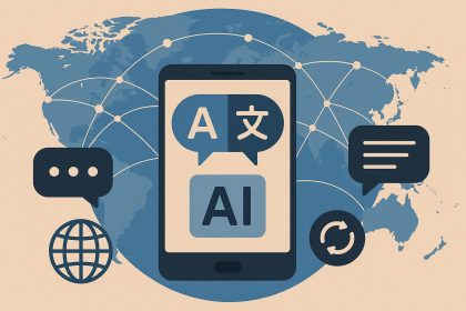 AI translator interface connecting multiple languages for seamless global communication technology