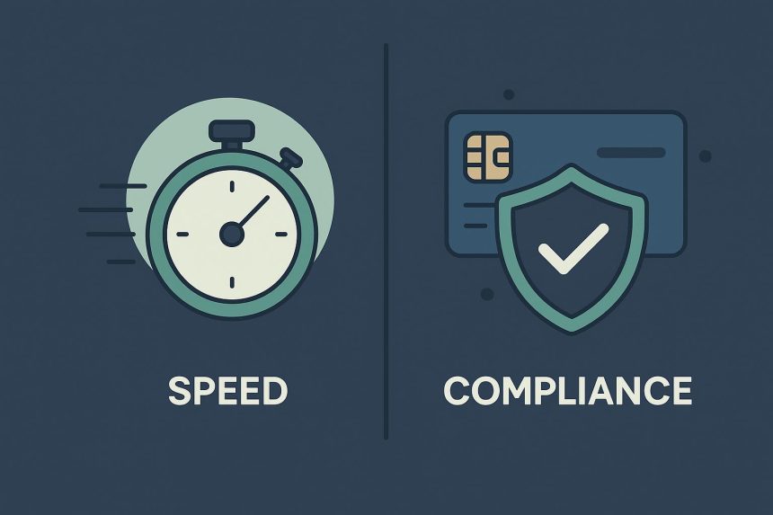 Digital payment icons balancing speed and regulatory compliance for online service platforms