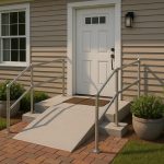 Accessible home entrance with ramp and wide doorway for improved comfort and mobility