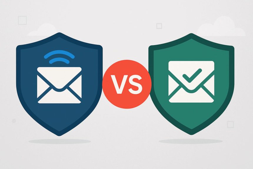 PowerDMARC vs Palisade logo comparison for selecting the best email authentication platform