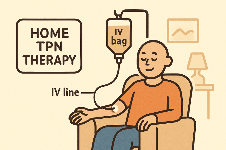 Image 1 of Home TPN is a critical solution for individuals whose digestive systems cannot fully absorb or process nutrients from food. Candidate conditions for this therapy include: