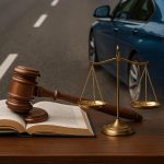 Sports car driving fast on city street, illustrating legal defense strategies for exhibition of speed