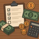 Stack of dollar bills, loan approval stamp, and financial documents representing quick loan types