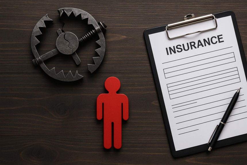 Broken bone x-ray with insurance documents illustrating injury and insurance claim process