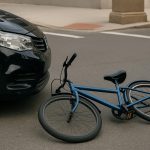 Damaged bicycle on San Antonio street after accident, highlighting need for legal assistance