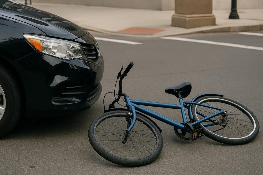 Damaged bicycle on San Antonio street after accident, highlighting need for legal assistance