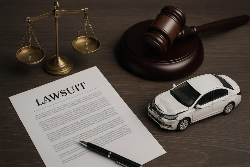 Car accident aftermath with damaged vehicles highlighting the need for trial-ready legal support