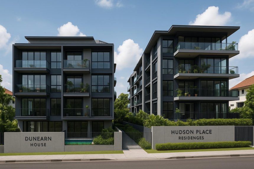 Dunearn House and Hudson Place Residences modern condominium buildings in Singapore