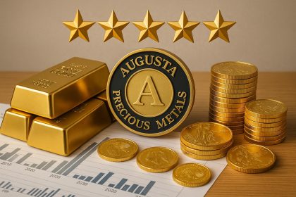 Gold bars and coins representing Augusta Precious Metals’ strong reputation in precious metals investing