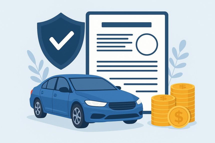 Car insurance policy document, car keys, and calculator representing correct IDV selection