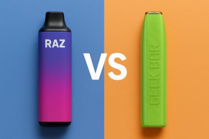 Raz Vapes and Geek Bar disposable vapes side by side comparison for vaping choice