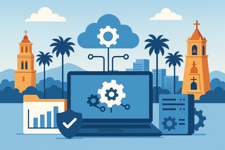 Server racks and computers representing leading managed IT service providers in Riverside