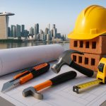 Construction site with blueprints and materials illustrating strategies to prevent renovation change orders