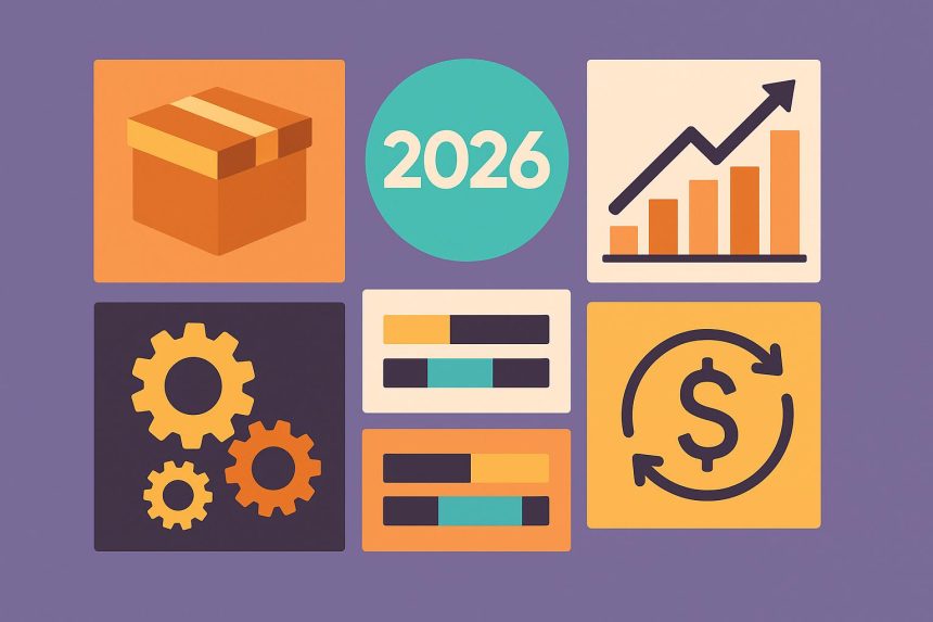 Subscription business growth trends and strategies illustrated with charts and digital icons