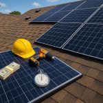 Solar panels being installed alongside new roof construction for efficient cost and time savings