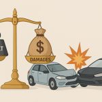 Scales of justice balancing factors affecting personal injury compensation under comparative fault