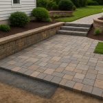 Stone patio and walkway installation showcasing expert hardscaping services for home exteriors