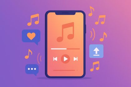 Music app interface generating custom songs for influencer social media engagement boost